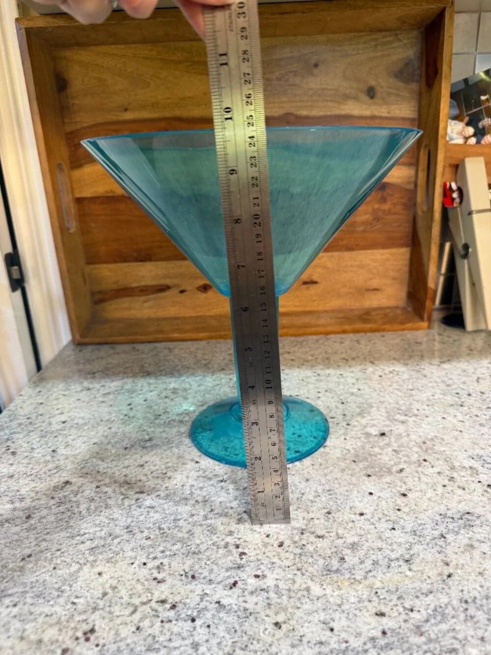 GIANT Turquoise Clear Plastic Martini Glass